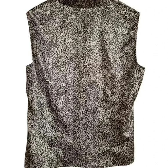 S C Collection Black & Silver Silky  Scoop Blouse Top with Self Ties sz L - Picture 6 of 10